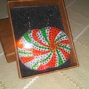 Christmas peppermint earrings-Hand crafted